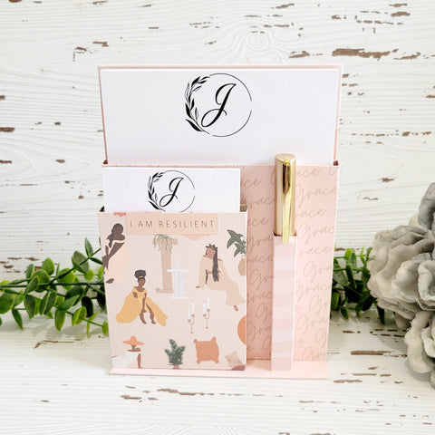 Monogram Stationery with Pen and Holder