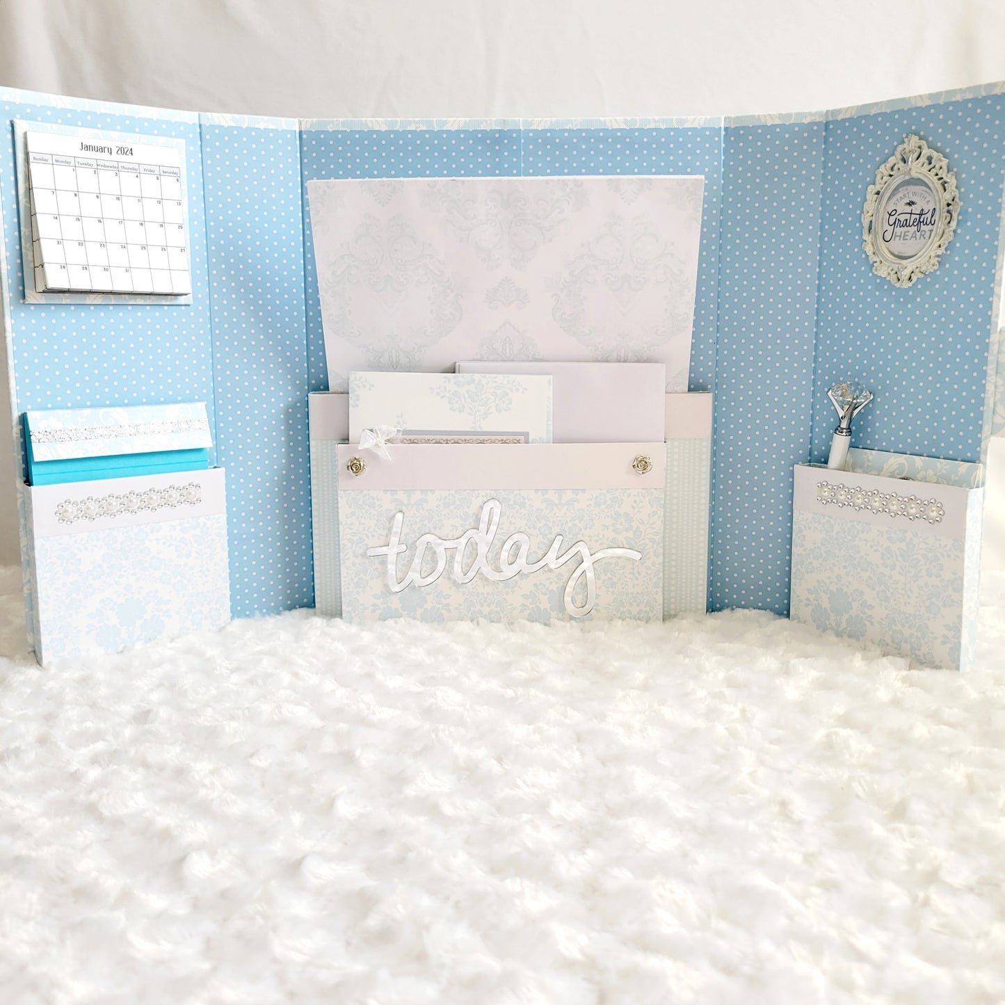 Desktop Stationery Organizer-Light Blue