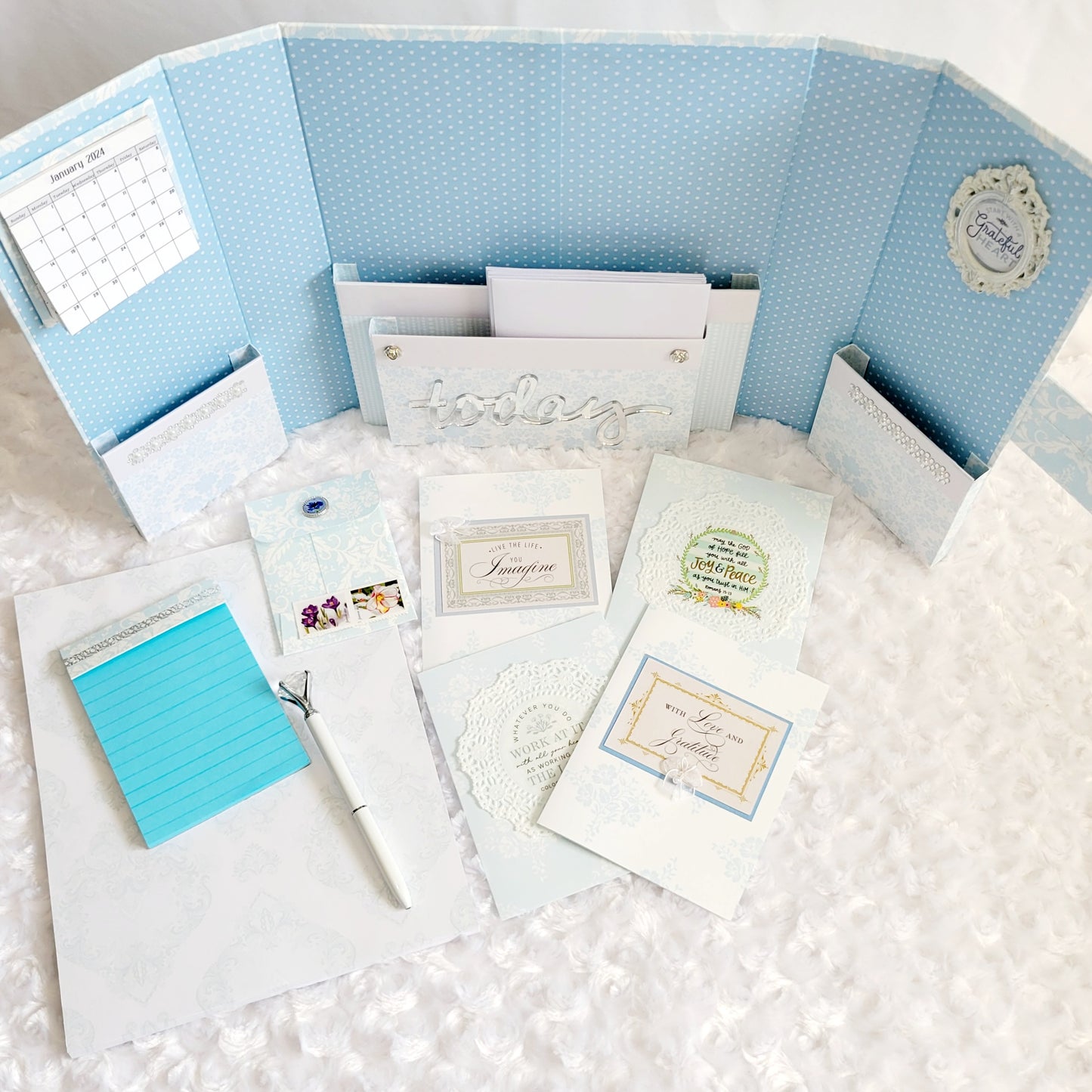 Desktop Stationery Organizer-Light Blue