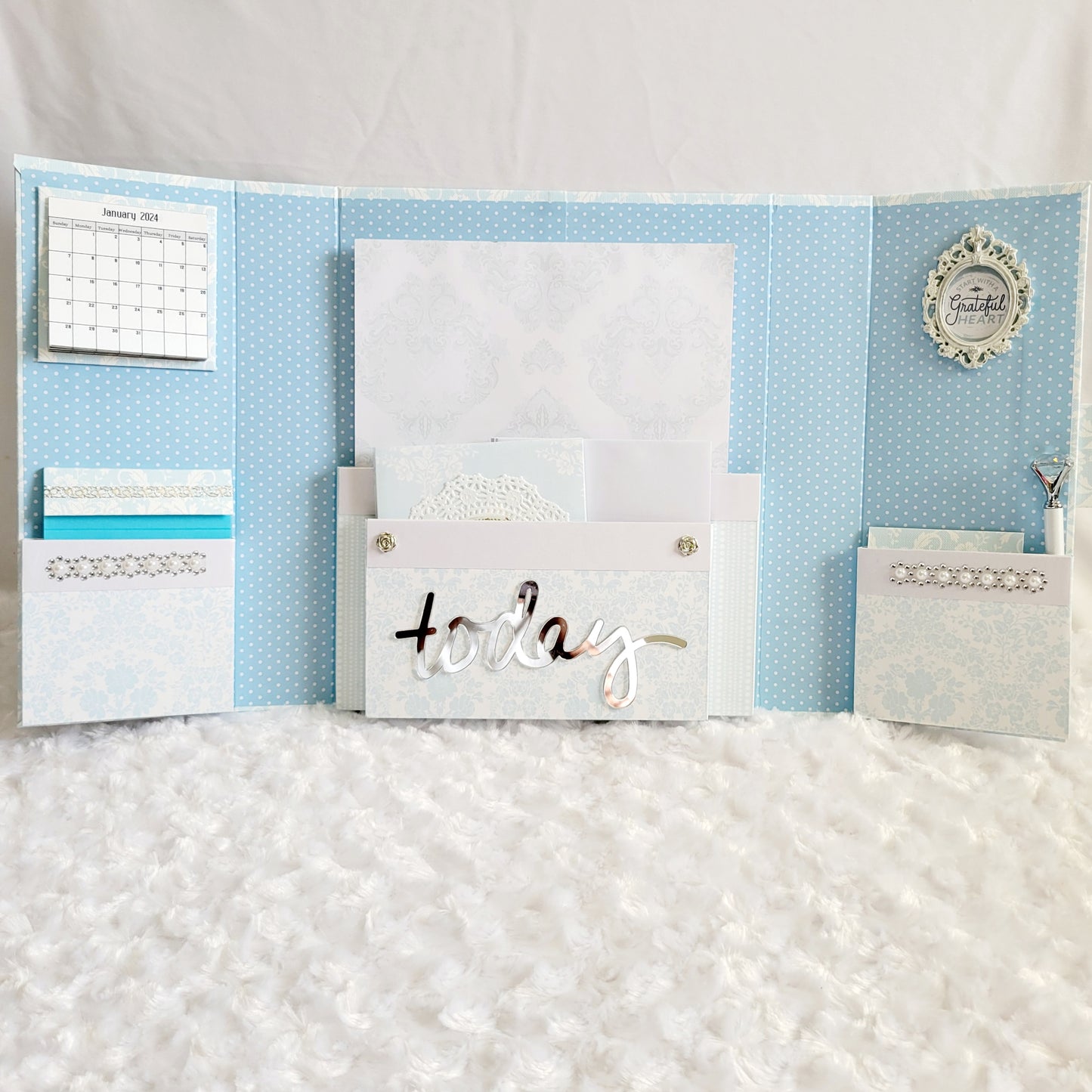 Desktop Stationery Organizer-Light Blue