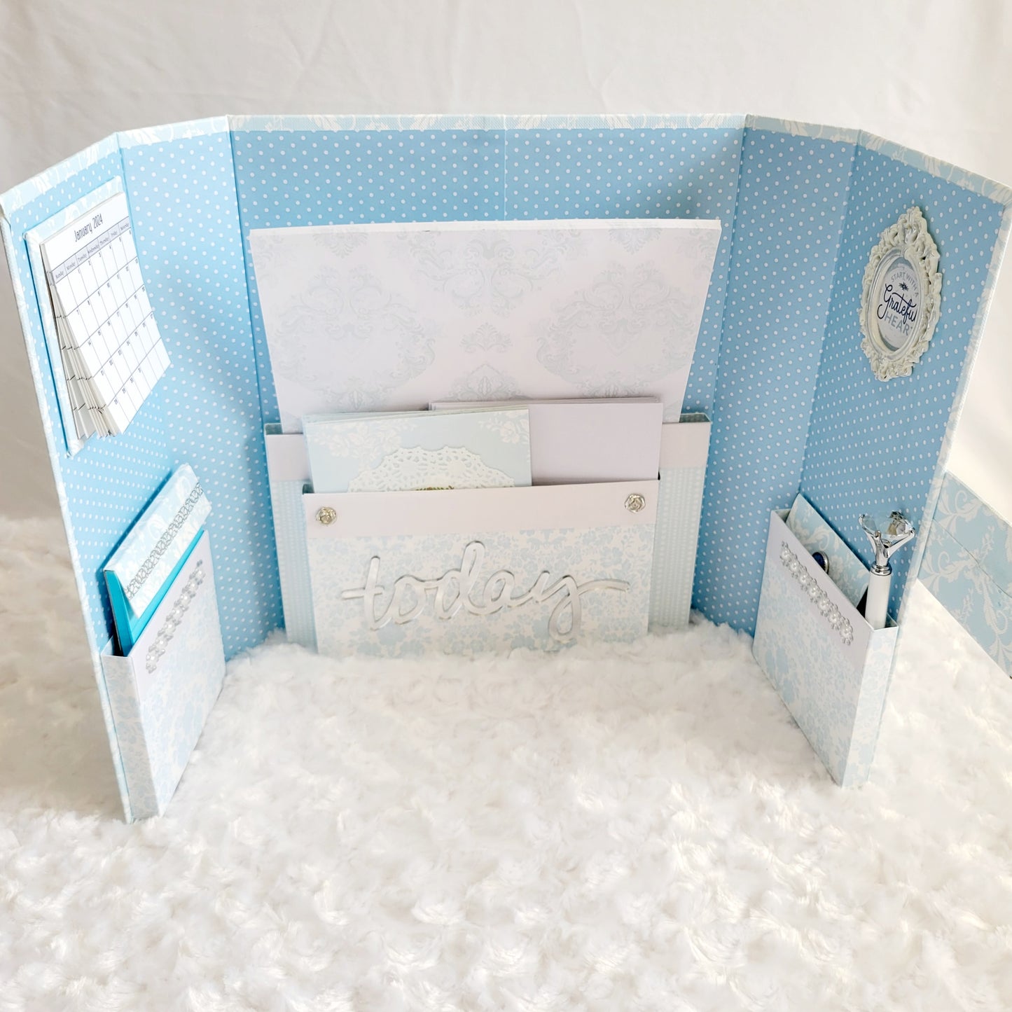 Desktop Stationery Organizer-Light Blue