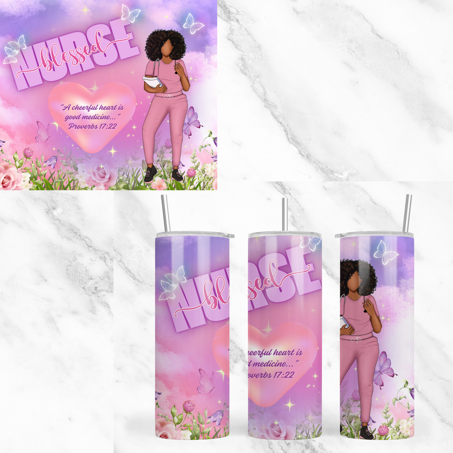 Tumbler- African American Blessed Nurse