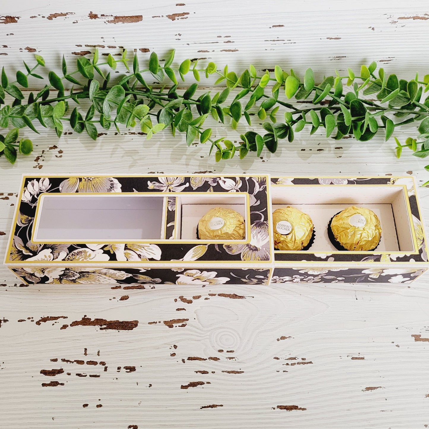 Ferrero Rocher Chocolate Treat Box- Black and Gold Floral