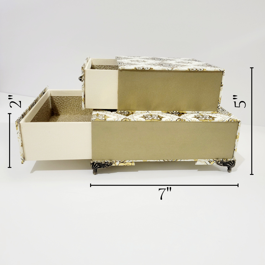 Keepsake Box-Gold and Cream Stacked Drawer