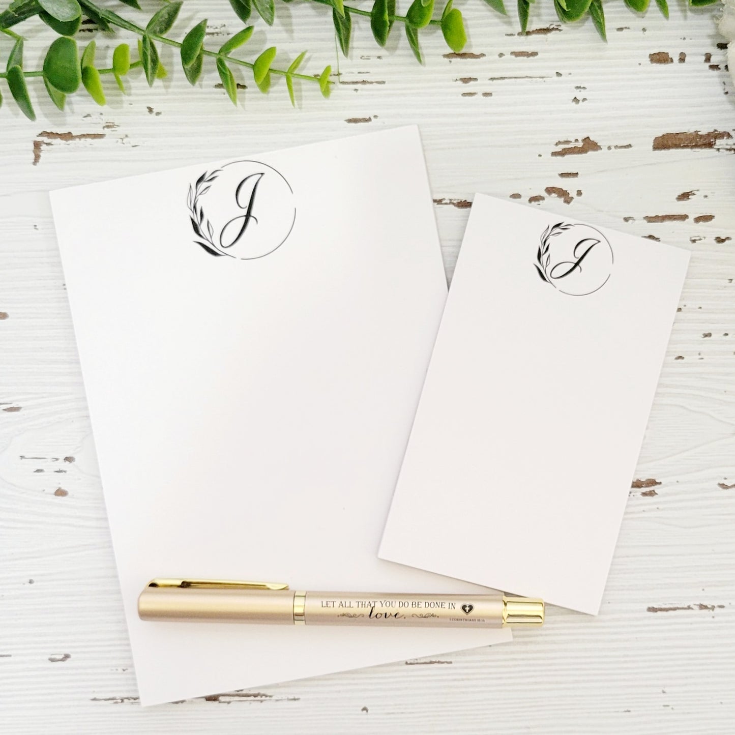 Monogram Stationery Set-Pink and Silver Floral