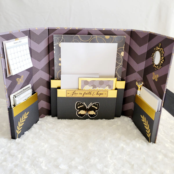 Charcoal and Gold Desktop Stationery organizer