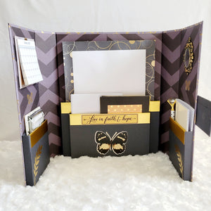 Desktop Stationery Organizer Station- Charcoal and Gold