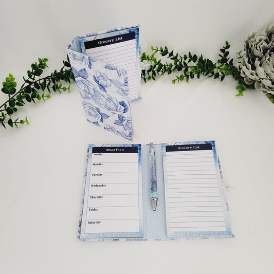 Meal Planner Folio-Blue Floral