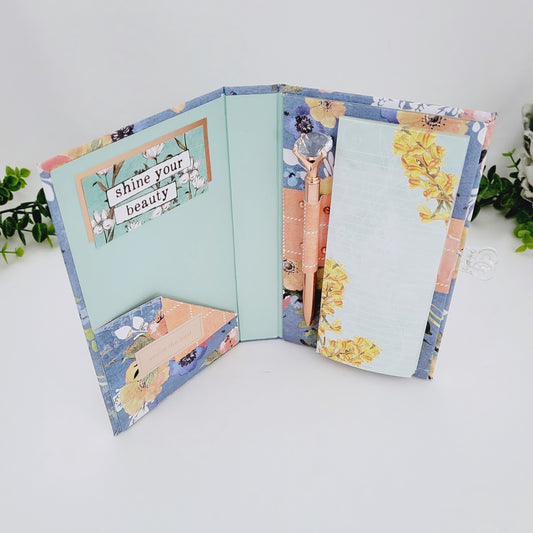 List Pad Folio-Blue Floral