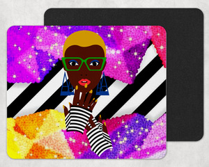 African American Woman Mouse Pad-Multicolor