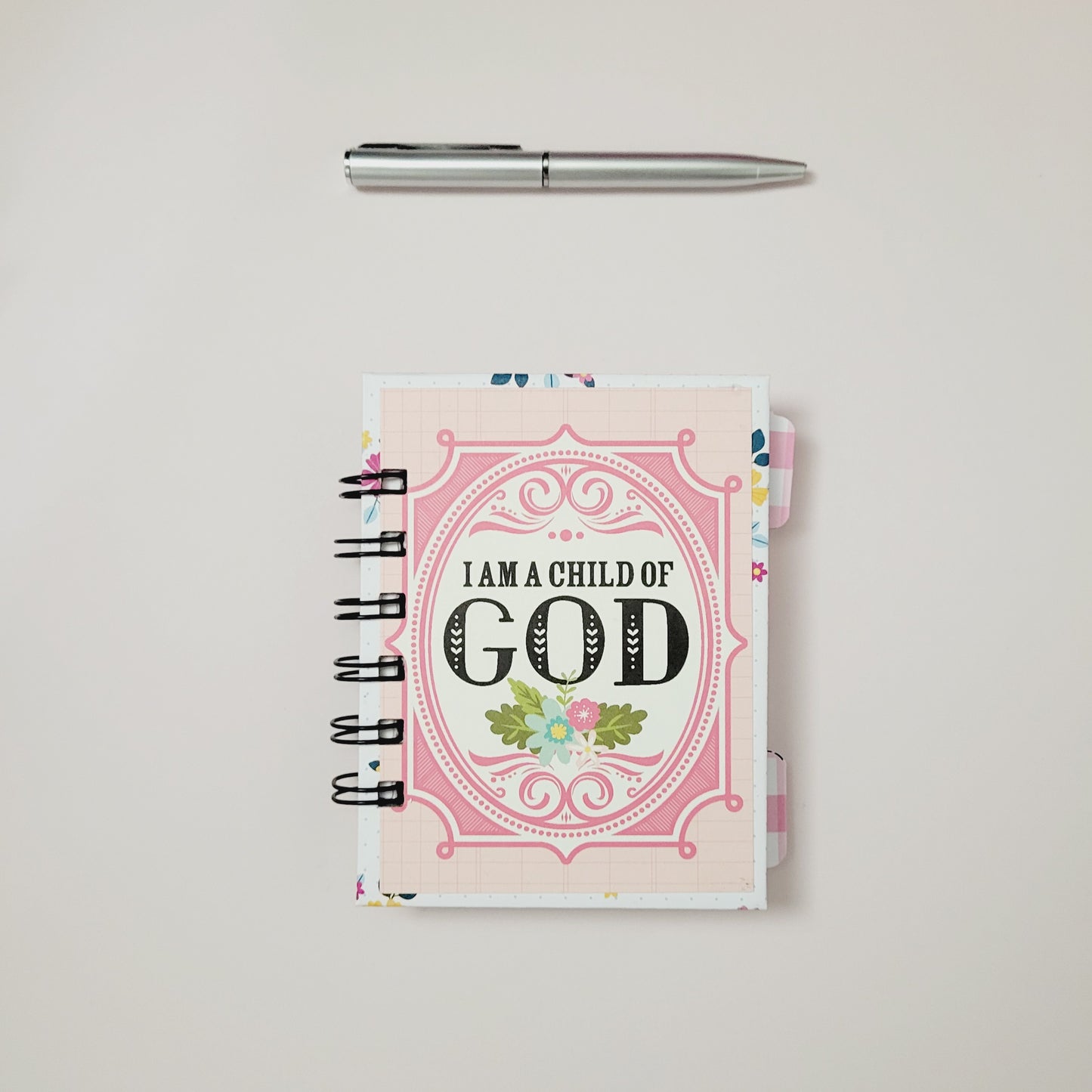 Mini Spiral Notebook- I Am A Child of God Floral