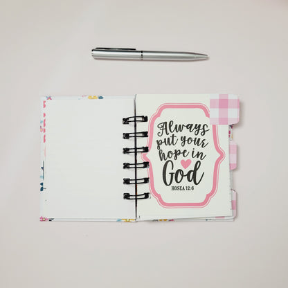 Mini Spiral Notebook- I Am A Child of God Floral