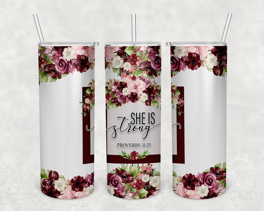 Tumbler-She is Strong Floral