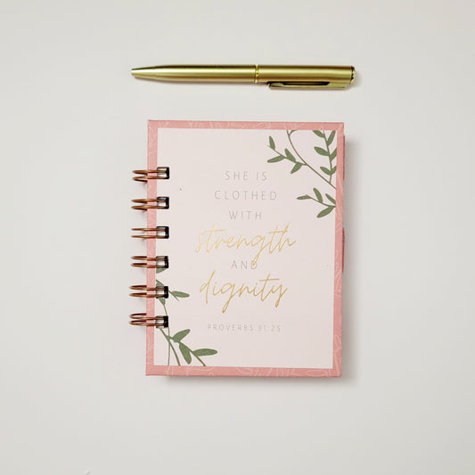 Mini Spiral Notebook- She is Clothed in Strength and Dignity