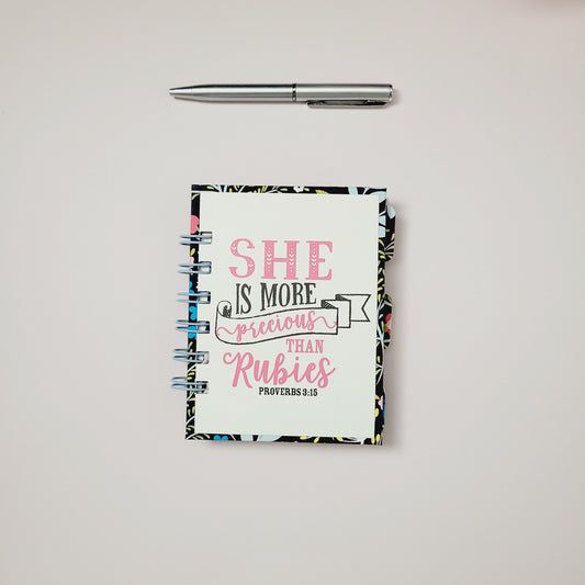 Mini Spiral Notebook- She is More Precious than Rubies