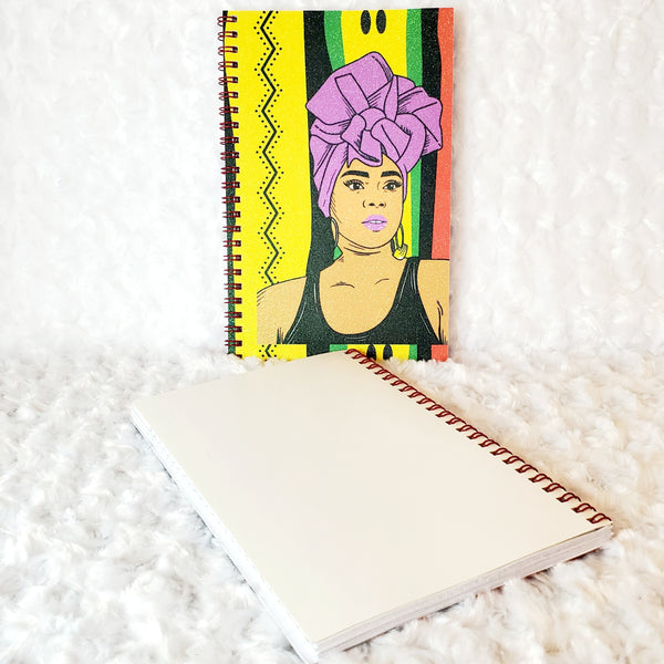 African American Woman Glitter Notebooks