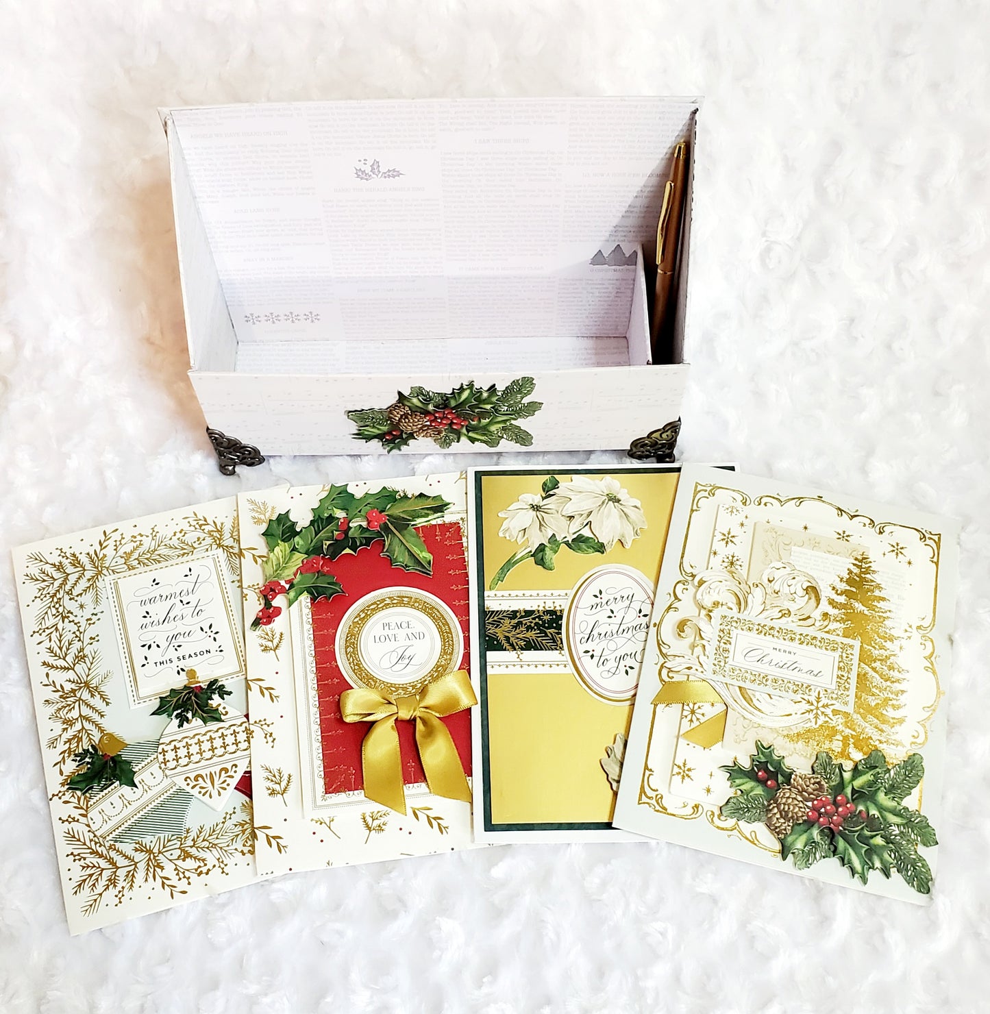 Greeting Card-White Musical Christmas Gift Set