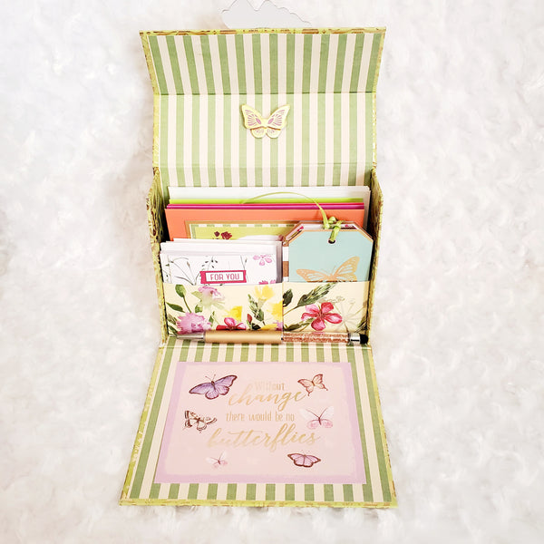 4x6 Stationery Box Set- Lime Green and Gold