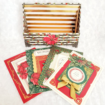 Greeting Card-Green and Gold Striped Holly Gift Set