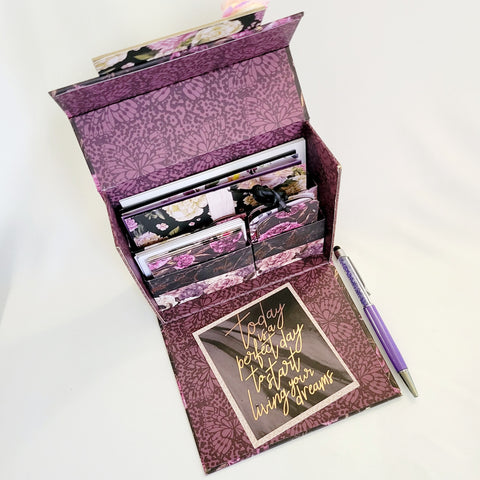4x6 Stationery Box Set- Floral Plum