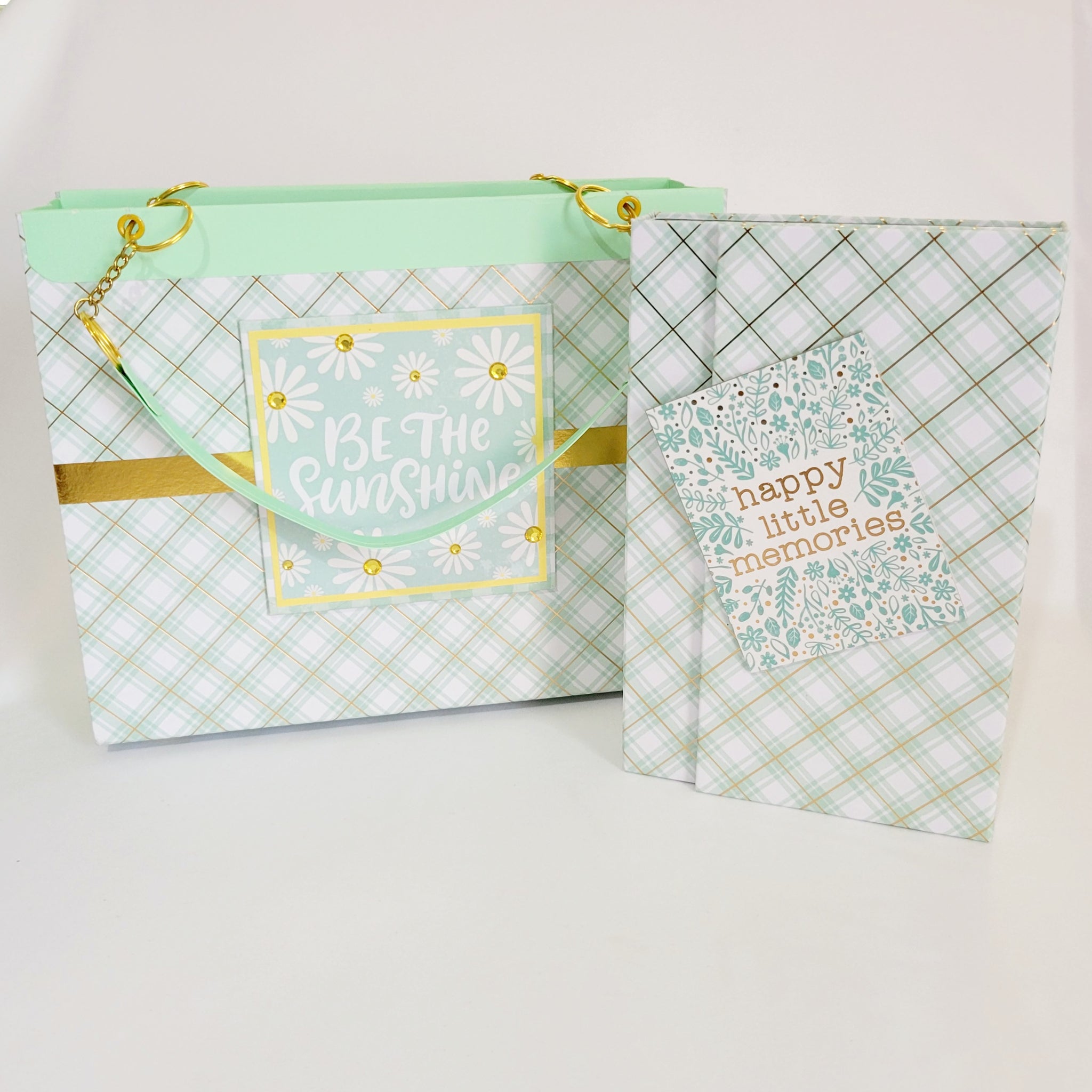 Mint and Gold Purse and Stationery Set