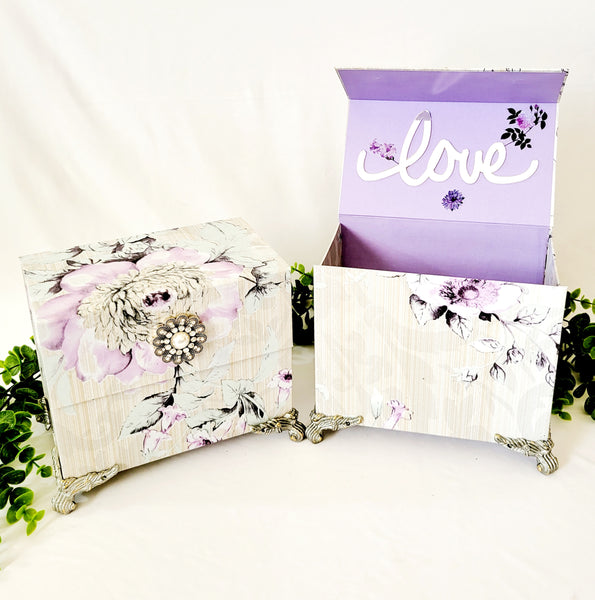 Lavender Floral love Mirrored Keepsake Box