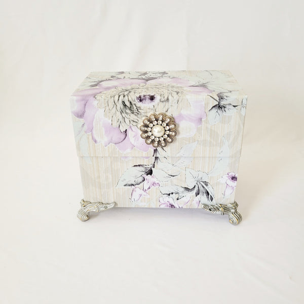 Lavender Floral love Mirrored Keepsake Box