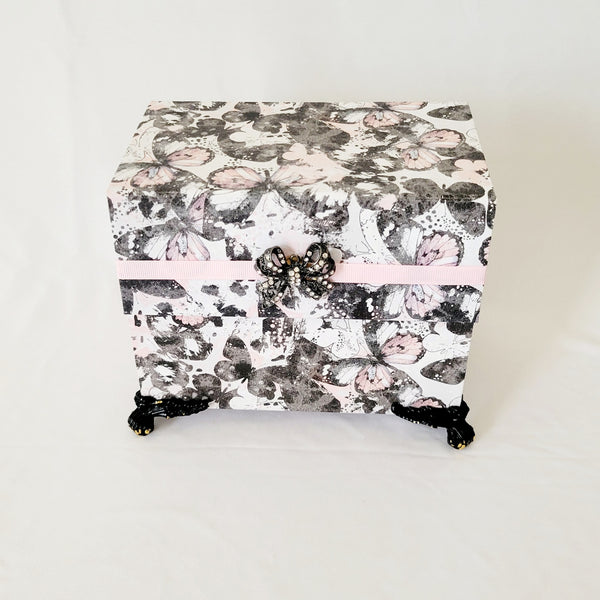 Pink and Black Butterfly today Mirrored Keepsake Box