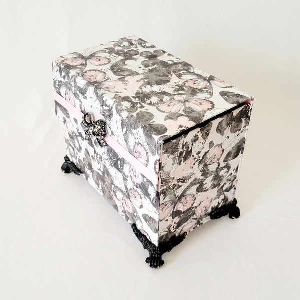 Pink and Black Butterfly today Mirrored Keepsake Box
