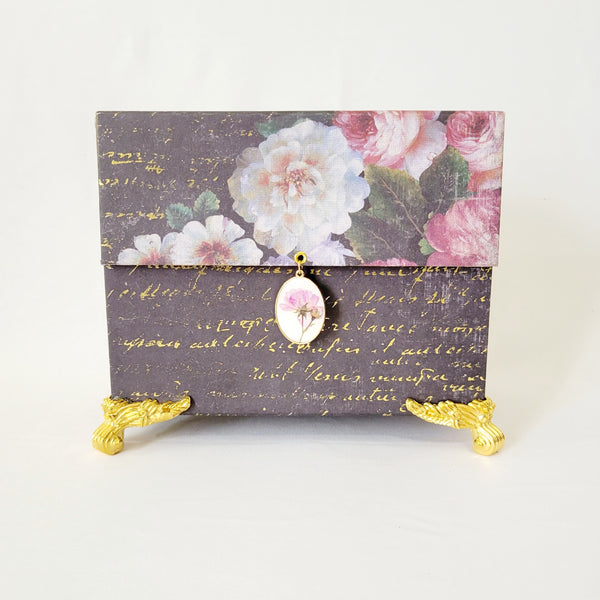 Black and Gold Floral friends Mirrored Keepsake Box