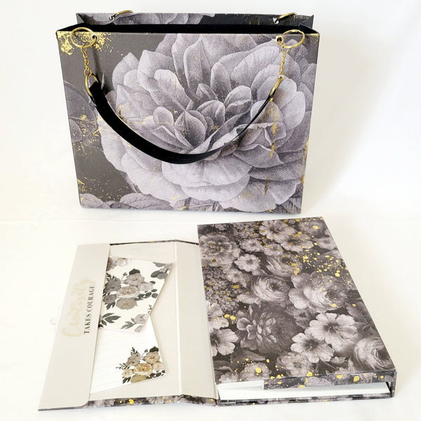 Black Rose and gold Paper Purse Gift Set