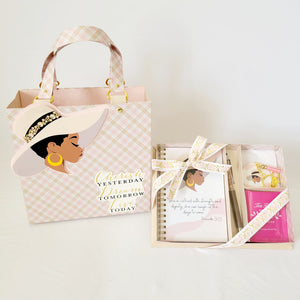 Pink African American Woman Hat Gift Set