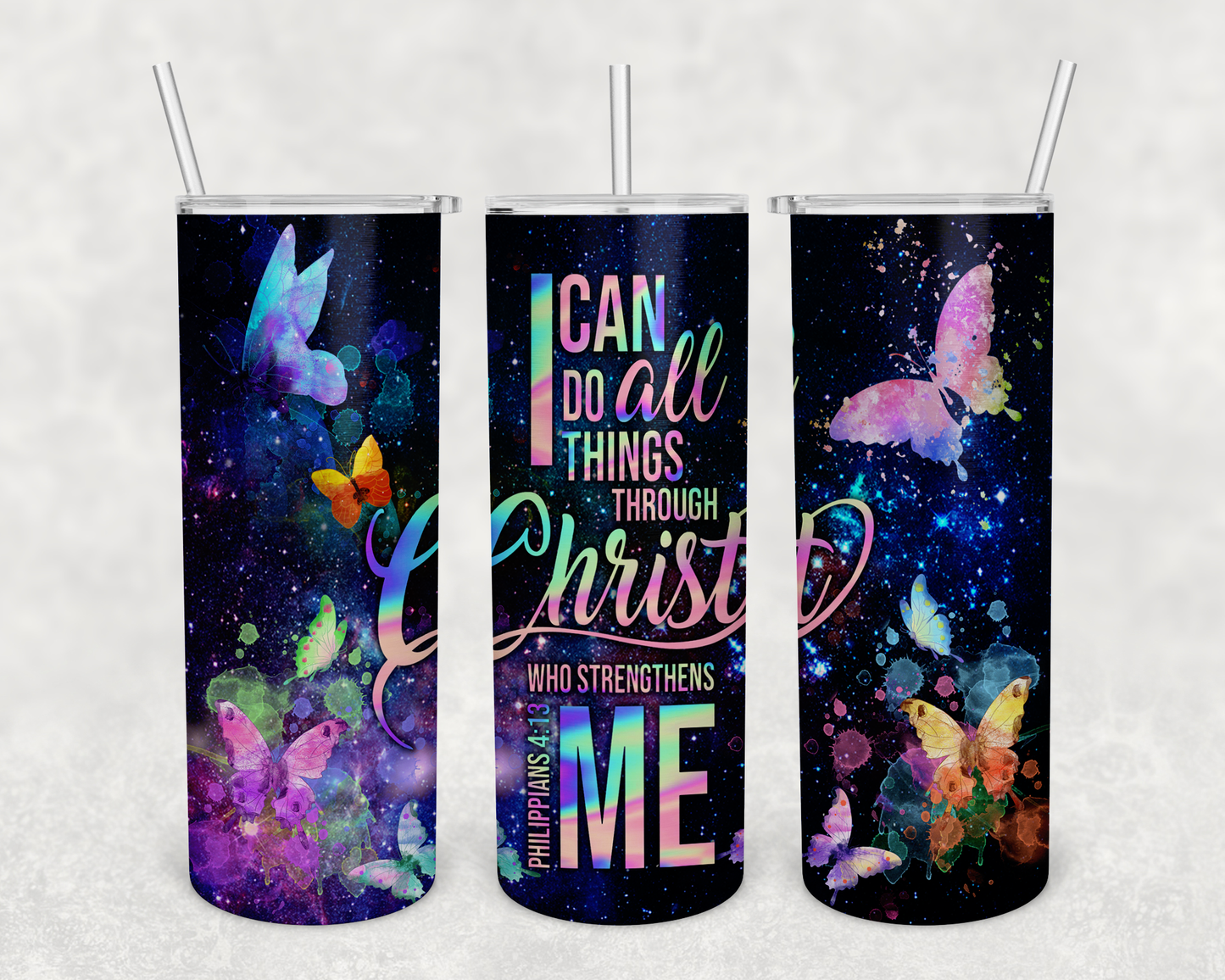 Tumbler-Philippians 4:13 Butterfly